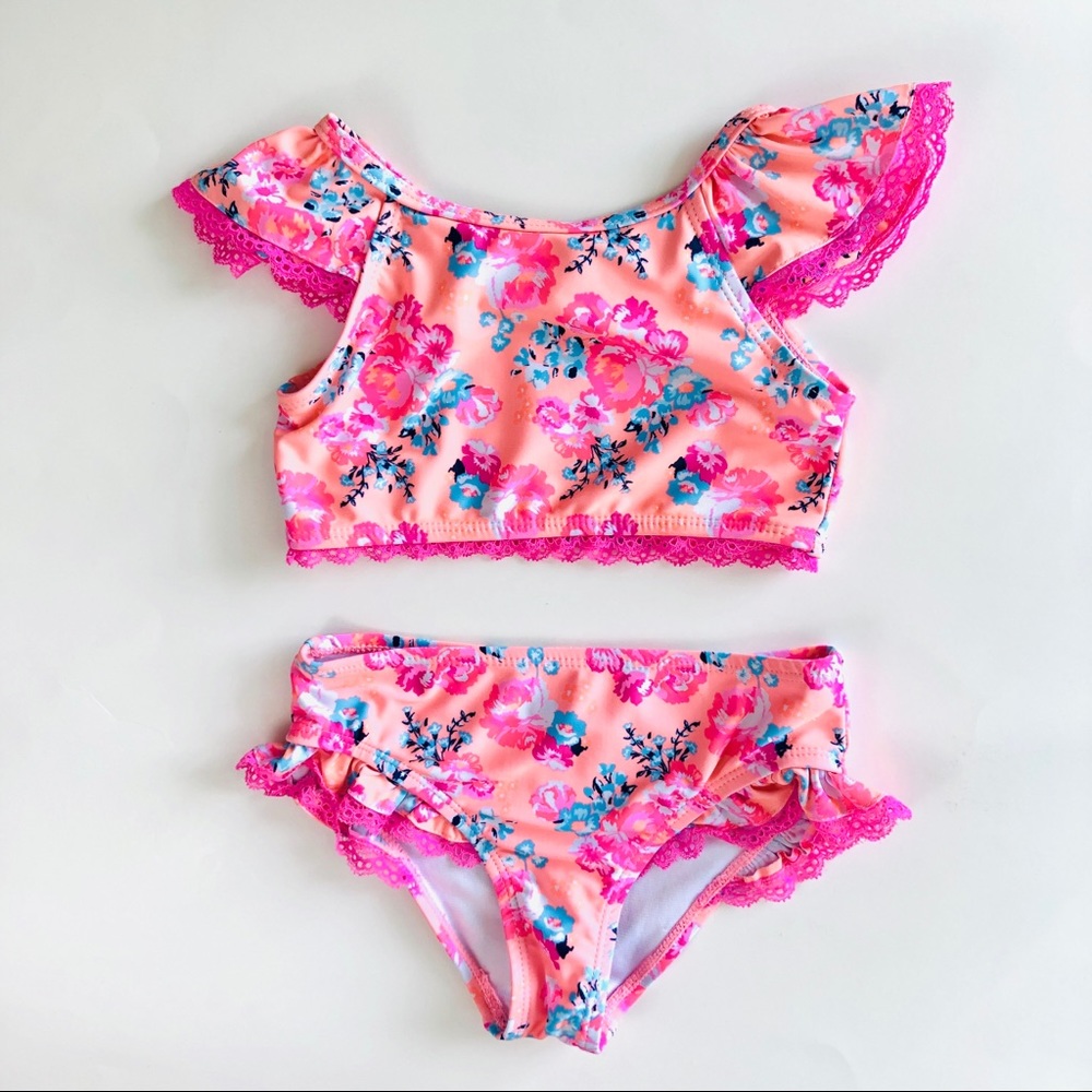 Nicole Miller kids bikini EUC girl sz 6 pink